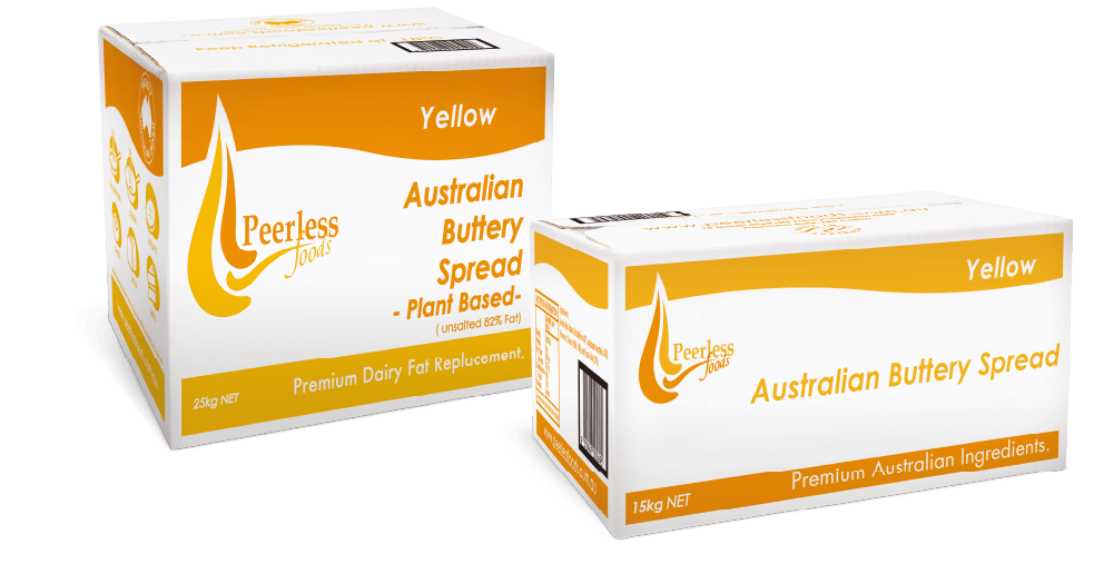 Two boxes of Peerless Foods products: Australian Buttery Spread - Plant Based.